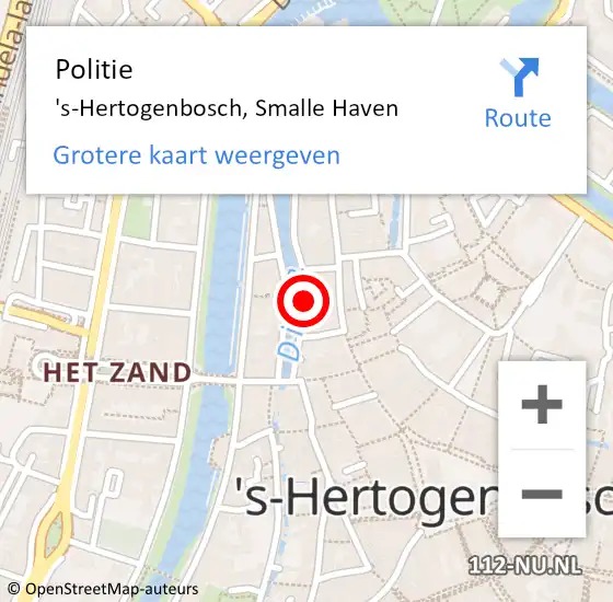 Locatie op kaart van de 112 melding: Politie 's-Hertogenbosch, Smalle Haven op 8 oktober 2022 15:39