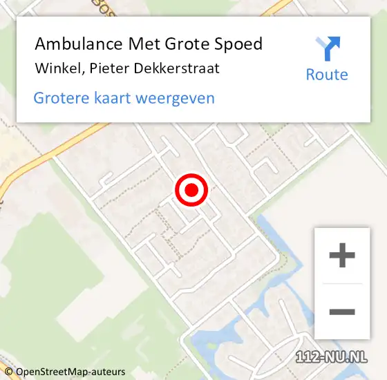 Locatie op kaart van de 112 melding: Ambulance Met Grote Spoed Naar Winkel, Pieter Dekkerstraat op 8 oktober 2022 15:56