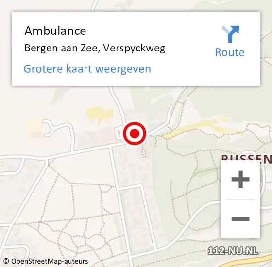 Locatie op kaart van de 112 melding: Ambulance Bergen aan Zee, Verspyckweg op 8 oktober 2022 16:23