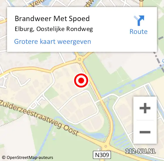 Locatie op kaart van de 112 melding: Brandweer Met Spoed Naar Elburg, Oostelijke Rondweg op 8 oktober 2022 20:15