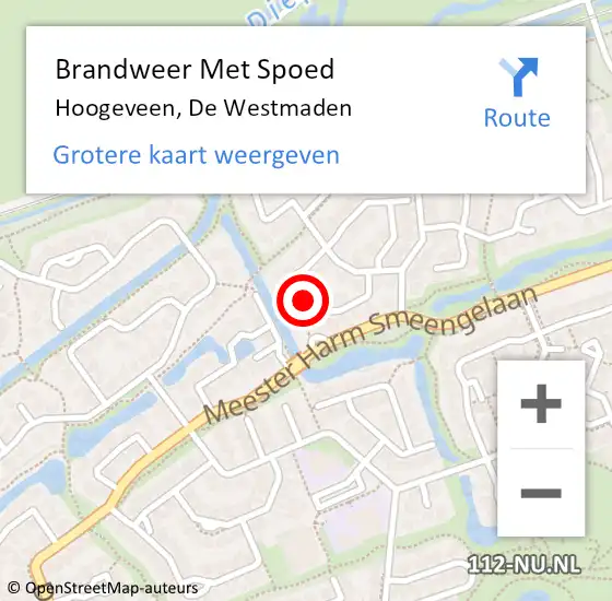 Locatie op kaart van de 112 melding: Brandweer Met Spoed Naar Hoogeveen, De Westmaden op 8 oktober 2022 20:23