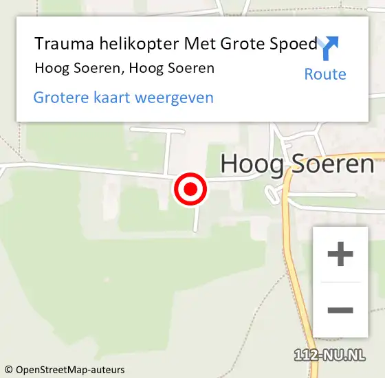 Locatie op kaart van de 112 melding: Trauma helikopter Met Grote Spoed Naar Hoog Soeren, Hoog Soeren op 8 oktober 2022 21:44