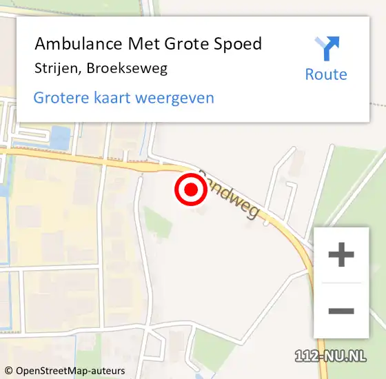 Locatie op kaart van de 112 melding: Ambulance Met Grote Spoed Naar Strijen, Broekseweg op 8 oktober 2022 23:02