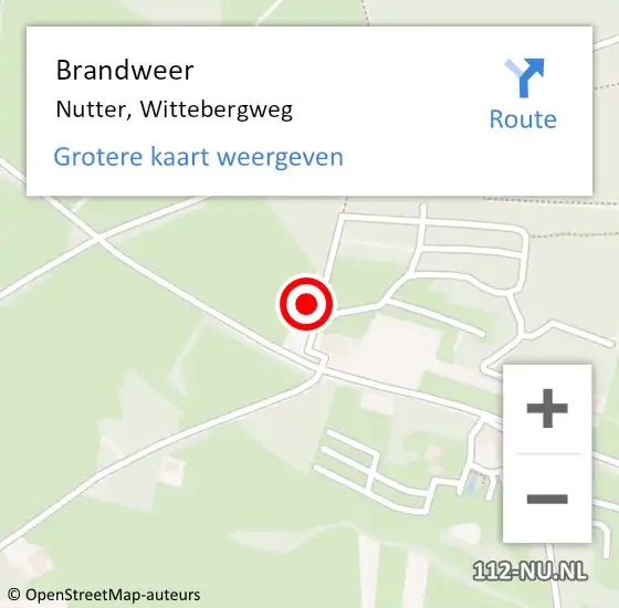 Locatie op kaart van de 112 melding: Brandweer Nutter, Wittebergweg op 8 oktober 2022 23:49