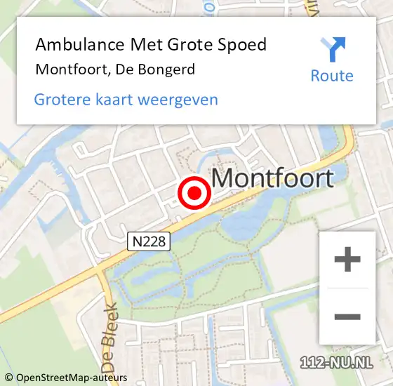 Locatie op kaart van de 112 melding: Ambulance Met Grote Spoed Naar Montfoort, De Bongerd op 9 oktober 2022 00:40