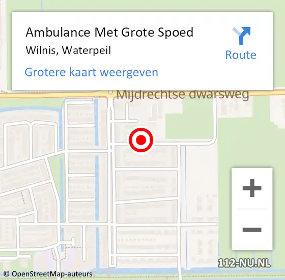 Locatie op kaart van de 112 melding: Ambulance Met Grote Spoed Naar Wilnis, Waterpeil op 9 oktober 2022 03:50