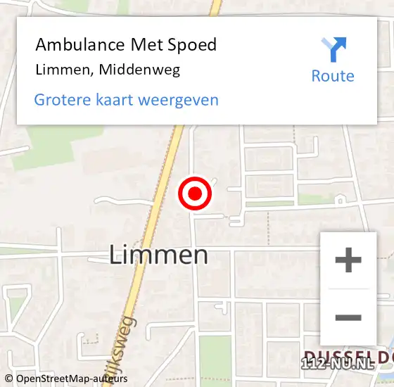 Locatie op kaart van de 112 melding: Ambulance Met Spoed Naar Limmen, Middenweg op 9 oktober 2022 06:57