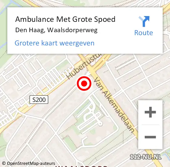 Locatie op kaart van de 112 melding: Ambulance Met Grote Spoed Naar Den Haag, Waalsdorperweg op 9 oktober 2022 10:56