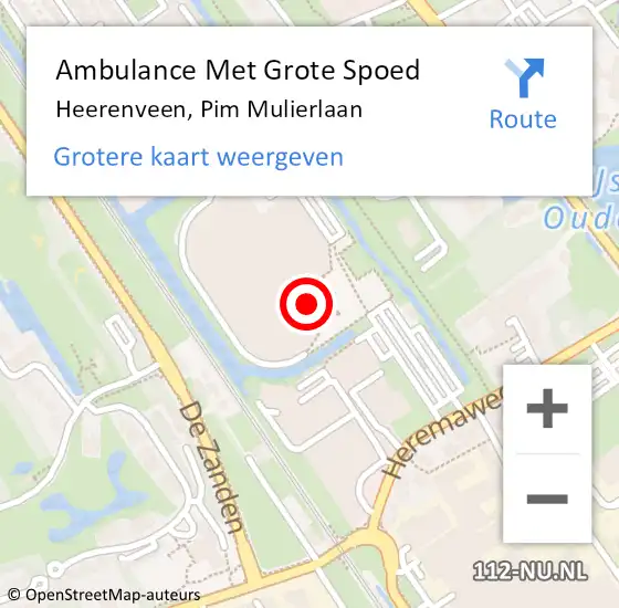 Locatie op kaart van de 112 melding: Ambulance Met Grote Spoed Naar Heerenveen, Pim Mulierlaan op 9 oktober 2022 11:32