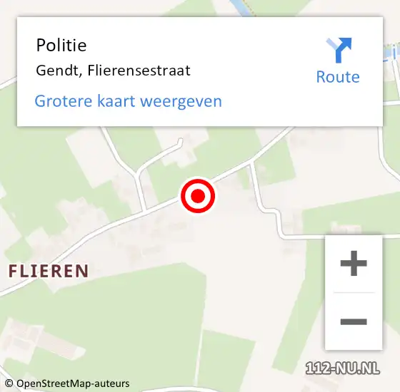 Locatie op kaart van de 112 melding: Politie Gendt, Flierensestraat op 9 oktober 2022 12:06