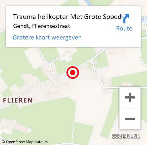 Locatie op kaart van de 112 melding: Trauma helikopter Met Grote Spoed Naar Gendt, Flierensestraat op 9 oktober 2022 12:09