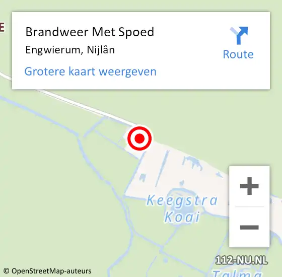 Locatie op kaart van de 112 melding: Brandweer Met Spoed Naar Engwierum, Nijlân op 9 oktober 2022 15:40