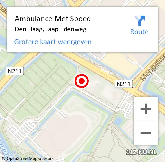 Locatie op kaart van de 112 melding: Ambulance Met Spoed Naar Den Haag, Jaap Edenweg op 9 oktober 2022 15:41