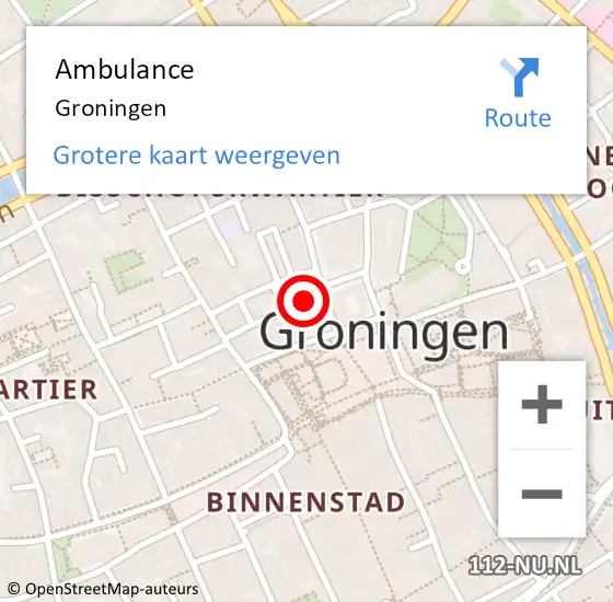 Locatie op kaart van de 112 melding: Ambulance Groningen op 31 juli 2014 22:52