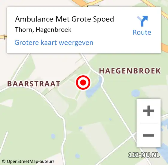 Locatie op kaart van de 112 melding: Ambulance Met Grote Spoed Naar Thorn, Hagenbroek op 9 oktober 2022 17:45