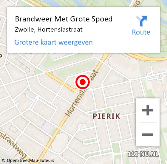 Locatie op kaart van de 112 melding: Brandweer Met Grote Spoed Naar Zwolle, Hortensiastraat op 9 oktober 2022 19:36