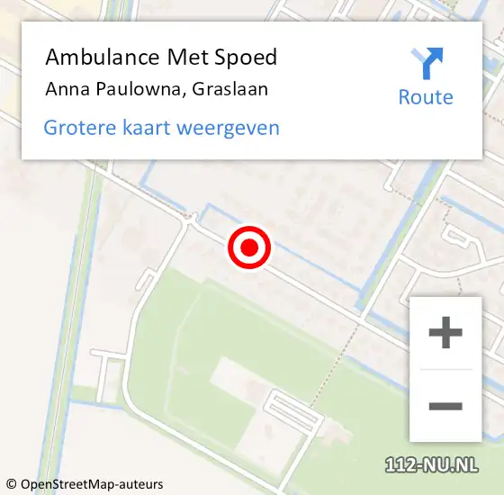 Locatie op kaart van de 112 melding: Ambulance Met Spoed Naar Anna Paulowna, Graslaan op 9 oktober 2022 19:38