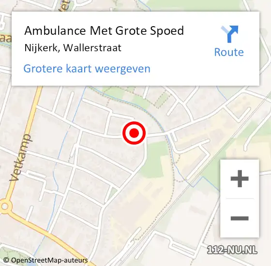 Locatie op kaart van de 112 melding: Ambulance Met Grote Spoed Naar Nijkerk, Wallerstraat op 9 oktober 2022 20:40