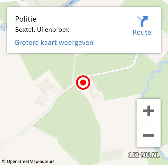 Locatie op kaart van de 112 melding: Politie Boxtel, Uilenbroek op 9 oktober 2022 20:41