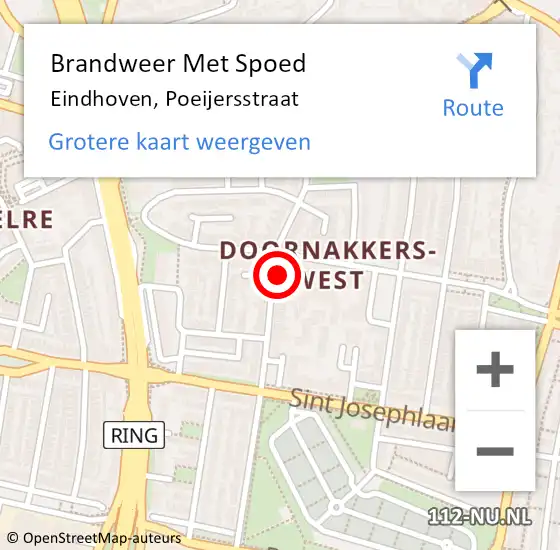 Locatie op kaart van de 112 melding: Brandweer Met Spoed Naar Eindhoven, Poeijersstraat op 9 oktober 2022 20:54