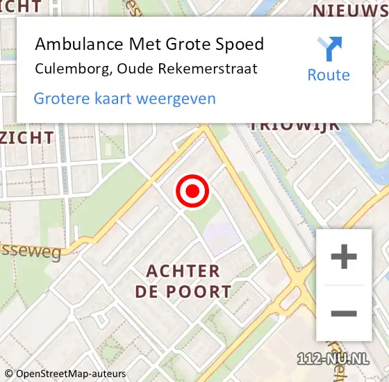 Locatie op kaart van de 112 melding: Ambulance Met Grote Spoed Naar Culemborg, Oude Rekemerstraat op 31 juli 2014 23:44