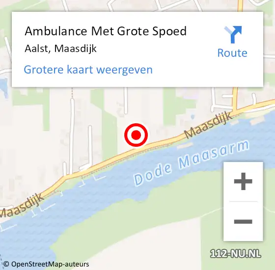 Locatie op kaart van de 112 melding: Ambulance Met Grote Spoed Naar Aalst, Maasdijk op 9 oktober 2022 21:35