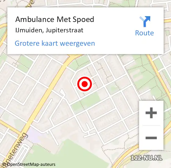 Locatie op kaart van de 112 melding: Ambulance Met Spoed Naar IJmuiden, Jupiterstraat op 10 oktober 2022 04:37
