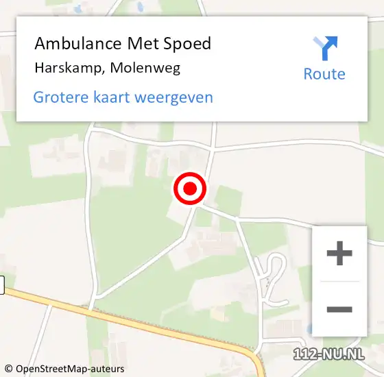 Locatie op kaart van de 112 melding: Ambulance Met Spoed Naar Harskamp, Molenweg op 10 oktober 2022 07:33
