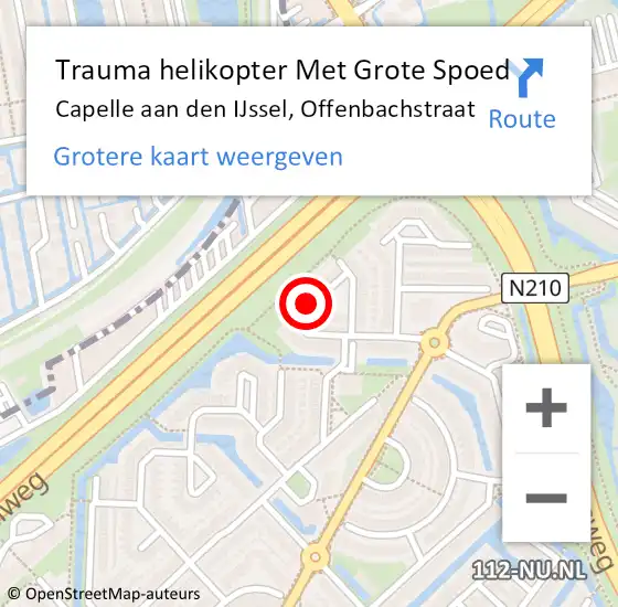 Locatie op kaart van de 112 melding: Trauma helikopter Met Grote Spoed Naar Capelle aan den IJssel, Offenbachstraat op 10 oktober 2022 07:56