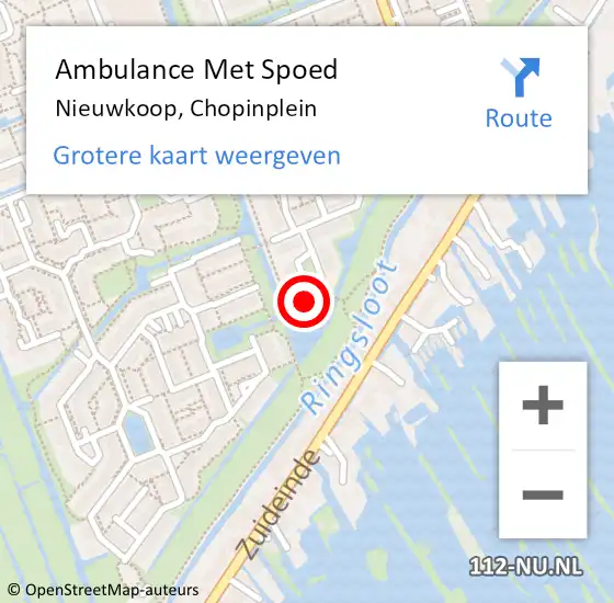Locatie op kaart van de 112 melding: Ambulance Met Spoed Naar Nieuwkoop, Chopinplein op 10 oktober 2022 08:03