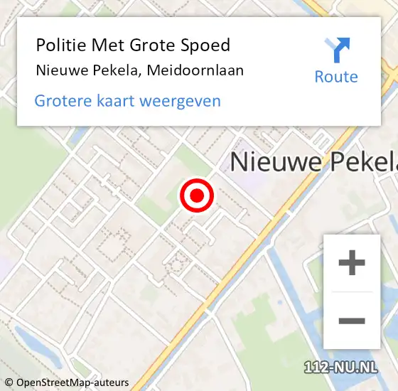 Locatie op kaart van de 112 melding: Politie Met Grote Spoed Naar Nieuwe Pekela, Meidoornlaan op 10 oktober 2022 08:51