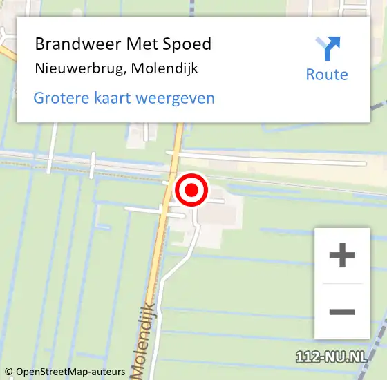 Locatie op kaart van de 112 melding: Brandweer Met Spoed Naar Nieuwerbrug, Molendijk op 10 oktober 2022 13:16