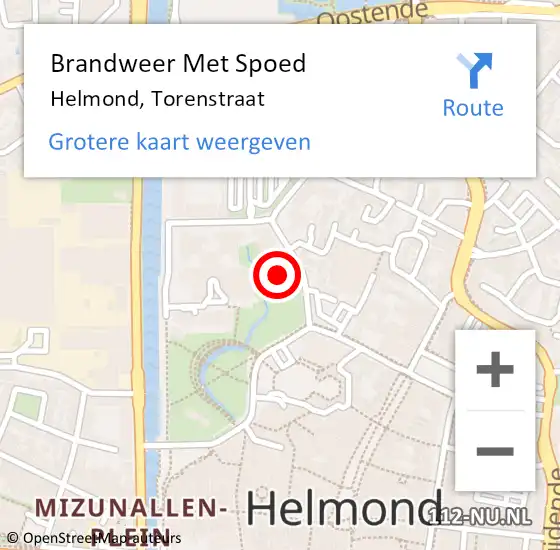 Locatie op kaart van de 112 melding: Brandweer Met Spoed Naar Helmond, Torenstraat op 10 oktober 2022 13:56