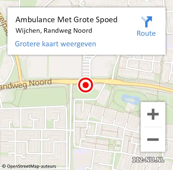 Locatie op kaart van de 112 melding: Ambulance Met Grote Spoed Naar Wijchen, Randweg Noord op 10 oktober 2022 16:16