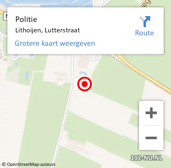 Locatie op kaart van de 112 melding: Politie Lithoijen, Lutterstraat op 10 oktober 2022 16:43