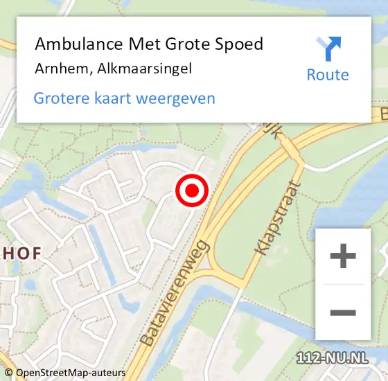 Locatie op kaart van de 112 melding: Ambulance Met Grote Spoed Naar Arnhem, Alkmaarsingel op 10 oktober 2022 17:02