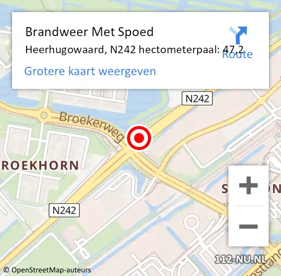 Locatie op kaart van de 112 melding: Brandweer Met Spoed Naar Heerhugowaard, N242 hectometerpaal: 47,2 op 10 oktober 2022 18:05