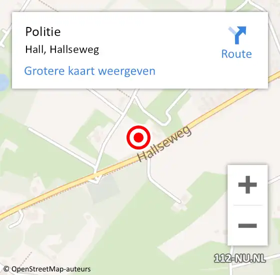 Locatie op kaart van de 112 melding: Politie Hall, Hallseweg op 10 oktober 2022 18:05