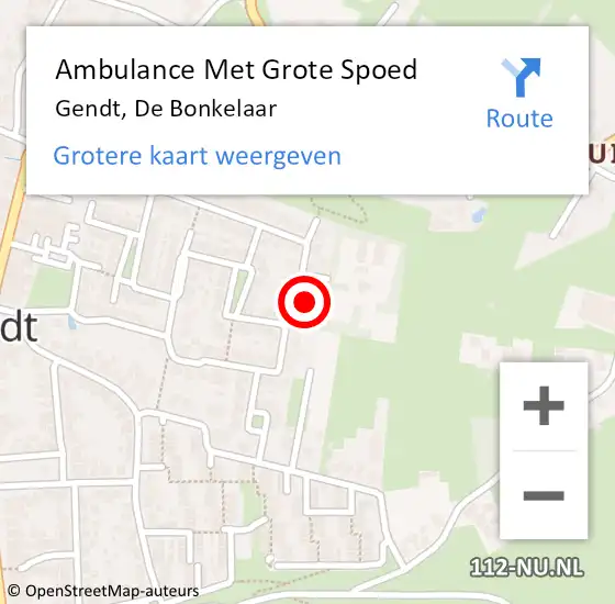 Locatie op kaart van de 112 melding: Ambulance Met Grote Spoed Naar Gendt, De Bonkelaar op 10 oktober 2022 18:39