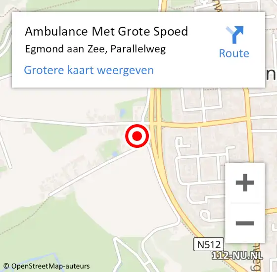 Locatie op kaart van de 112 melding: Ambulance Met Grote Spoed Naar Egmond aan Zee, Parallelweg op 10 oktober 2022 19:35