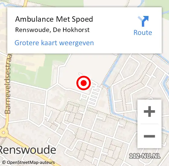 Locatie op kaart van de 112 melding: Ambulance Met Spoed Naar Renswoude, De Hokhorst op 10 oktober 2022 21:21