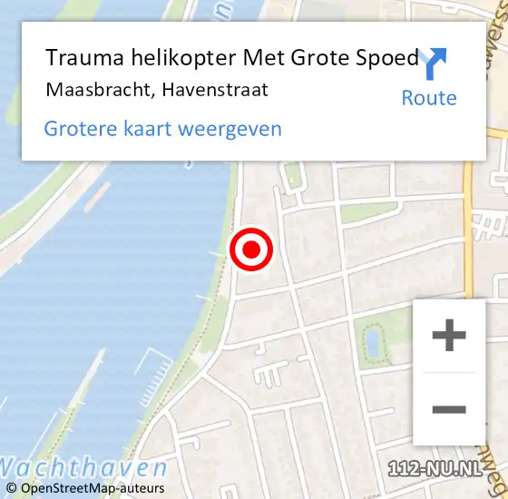 Locatie op kaart van de 112 melding: Trauma helikopter Met Grote Spoed Naar Maasbracht, Havenstraat op 10 oktober 2022 22:17