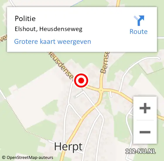 Locatie op kaart van de 112 melding: Politie Elshout, Heusdenseweg op 10 oktober 2022 23:20