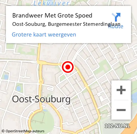 Locatie op kaart van de 112 melding: Brandweer Met Grote Spoed Naar Oost-Souburg, Burgemeester Stemerdinglaan op 11 oktober 2022 00:19