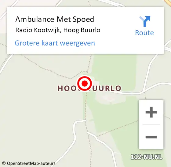 Locatie op kaart van de 112 melding: Ambulance Met Spoed Naar Radio Kootwijk, Hoog Buurlo op 11 oktober 2022 00:19