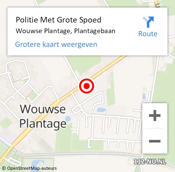 Locatie op kaart van de 112 melding: Politie Met Grote Spoed Naar Wouwse Plantage, Plantagebaan op 11 oktober 2022 08:25