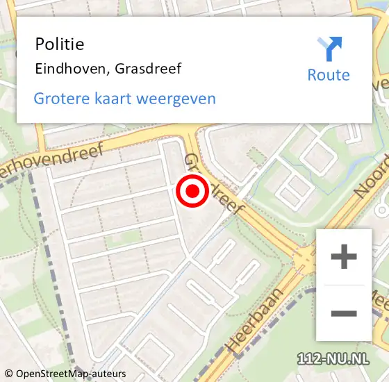 Locatie op kaart van de 112 melding: Politie Eindhoven, Grasdreef op 11 oktober 2022 08:30