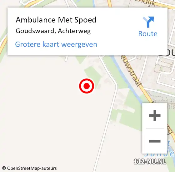 Locatie op kaart van de 112 melding: Ambulance Met Spoed Naar Goudswaard, Achterweg op 11 oktober 2022 10:03