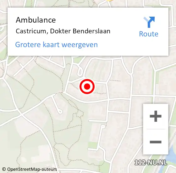 Locatie op kaart van de 112 melding: Ambulance Castricum, Dokter Benderslaan op 11 oktober 2022 10:53