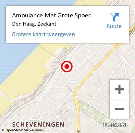 Locatie op kaart van de 112 melding: Ambulance Met Grote Spoed Naar Den Haag, Zeekant op 11 oktober 2022 13:00